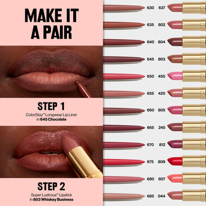 Revlon Colorstay Lip Liner Makeup with Built-in-Sharpener, Longwear Rich Colors, Smooth Application, 630 Nude, 0.01 oz